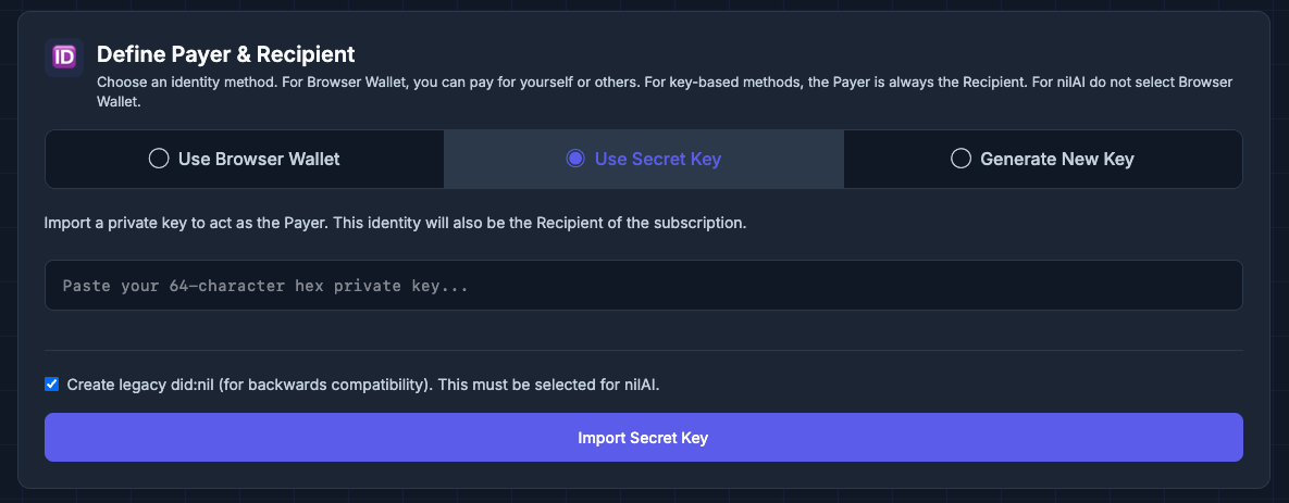 nilPay Payment Types